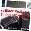 マフラーカッター 1 xグロスブラックリアルカーボンファイバー63mm ID 114mm ODカーエキゾーストチップマフラーパイプ 1 x Gloss Blac...