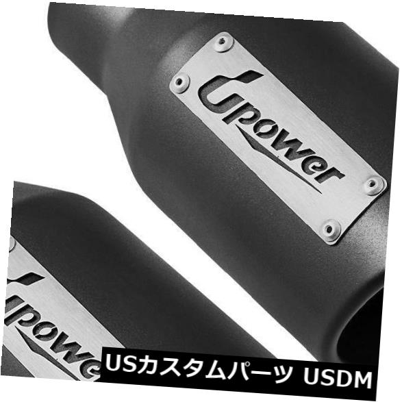 マフラーカッター エキゾーストリアチップの2個入りブラックステンレス鋼溶接2.5 "インレット4"アウト..