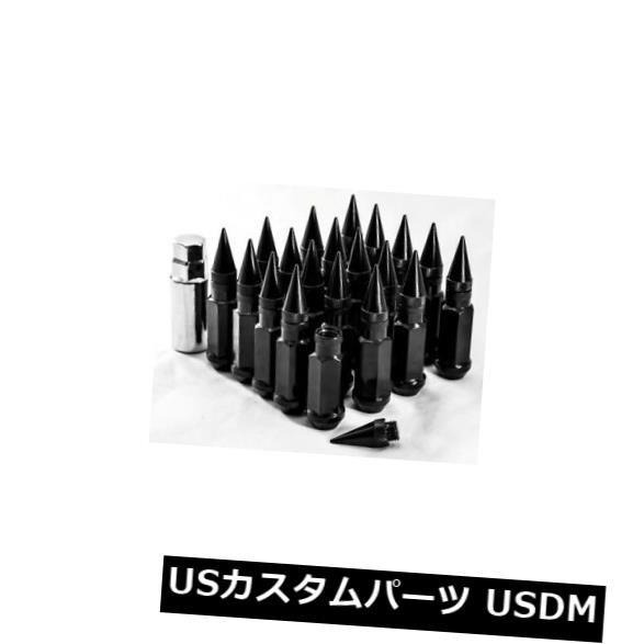 USナット 12mmX1.25 AodHan XT92ブラックスパイクラグナット（20個入り、キー付き） 12mmX1.25 AodHan XT92 Black Spiked Lug Nut (Set of 20 Piece w/Key)