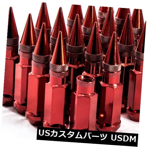 USナット 92mm AodHan XT92 12X1.25スチールレッドスパイクラグナットフィットインフィニティG35 G37 G20 92mm AodHan XT92 12X1.25 Steel Red Spiked Lug Nuts Fits Infiniti G35 G37 G20