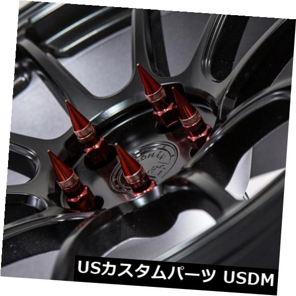 USナット 92mm AodHan XT92 12X1.5スチールレッドスパイクラグナットはマツダRx7プロテジに適合 92mm AodHan XT92 12X1.5 Steel Red Spiked Lug Nuts Fits Mazda Rx7 Protege