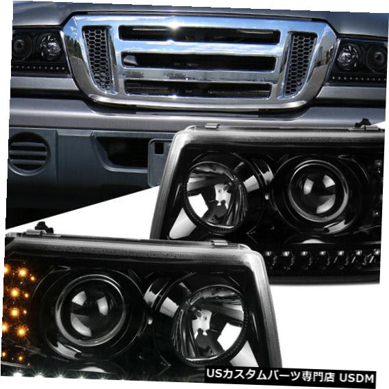 Turn Signal Lamp 01-11レンジャーパールブラックLEDストリッププロジェクターヘッドライトコーナーランプ信号用 For 01-11 Ranger Pearl Black LED Strip Projector Headlights Corner Lamps Signal