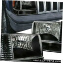 Turn Signal Lamp 93-96ジープグランドチェロキーSUVブラックヘッドライト付き/バンパーコーナーランプペア For 93-96 Jeep G...