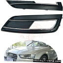 Front Bumper Cover アウディA4L / B9ブラックオートフロントバンパードライビングフォグランプカバーランプフレームトリム用 For Audi A4L/B9 Black Auto Front Bumper Driving Fog Lights Cover Lamp Frame Trim(2)