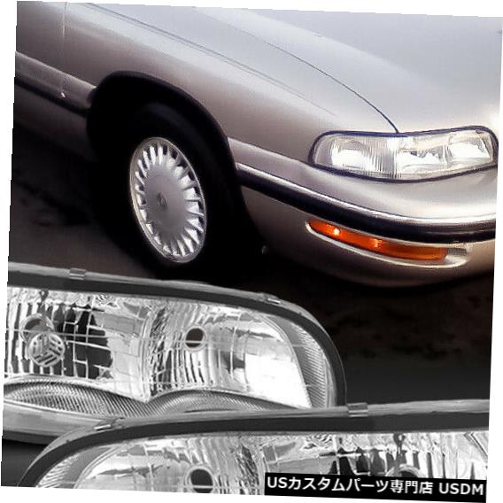 ヘッドライト 1997?1999年に適合ビュイックルセイバー[クローム /クリア]クリスタルコーナーヘッドライトヘッドランプランプ Fits 1997-1999 Buick LeSabre[Chrome/Clear]Crystal Corner Headlight Headlamp Lamp