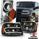 ヘッドライト 02-09トレイルブレイザー用ブラックハウジングプロジェクターヘッドライトLED DRLアンバーリフレクター Black Housing Projector Headlight LED DRL Amber Reflector for 02-09 Trailblazer(2)