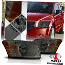 ヘッドライト 07-12ダッジキャリバー用スモークティンテッドヘッドライトランプアンバーターンシグナルリフレクター Smoke Tinted Headlight...