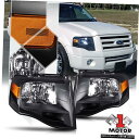 ヘッドライト 07-14 Ford Expedition用の黒いハウジングヘッドライトアンバーコーナーシグナルリフレクター Black Housing Head...