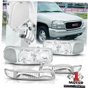 ヘッドライト 99-07 GMC Yukon / Sierra GMT800用Chromeハウジングヘッドライトクリアシグナル+バンパー Chrome Hous...