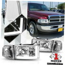 ヘッドライト 94-02ダッジラム1500/2500用クロームヘッドライトLEDバーDRL +クリアコーナーシグナル Chrome Headlight LED ...