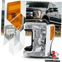 ヘッドライト 17-19 F250 / F350 SD用の左LHドライバーサイドクロームヘッドライトヘッドランプアセンブリ Left LH Driver Sid...