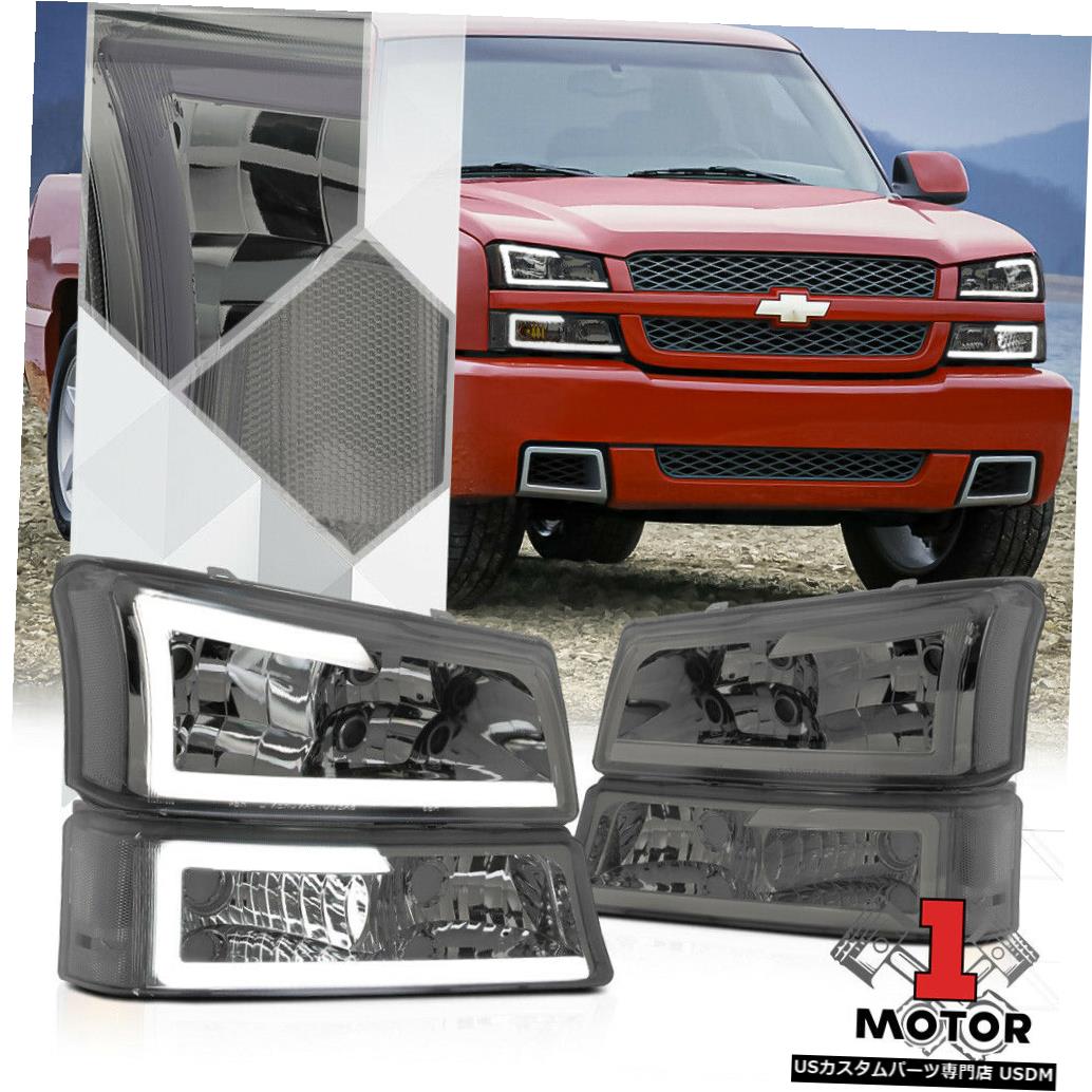 ヘッドライト Chrome / Smoke * L ED BAR * Headlight + 03-07 Silverado / Aval ancheのバンパークリア信号 Chrome/Smoke*LED BAR*Headlight+Bumper Clear Signal for 03-07 Silverado/Avalanche