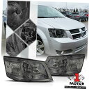 ヘッドライト 08-10ダッジグランドキャラバン用スモークティンテッドヘッドライトクリアターンシグナルリフレクター Smoke Tinted Headlight...