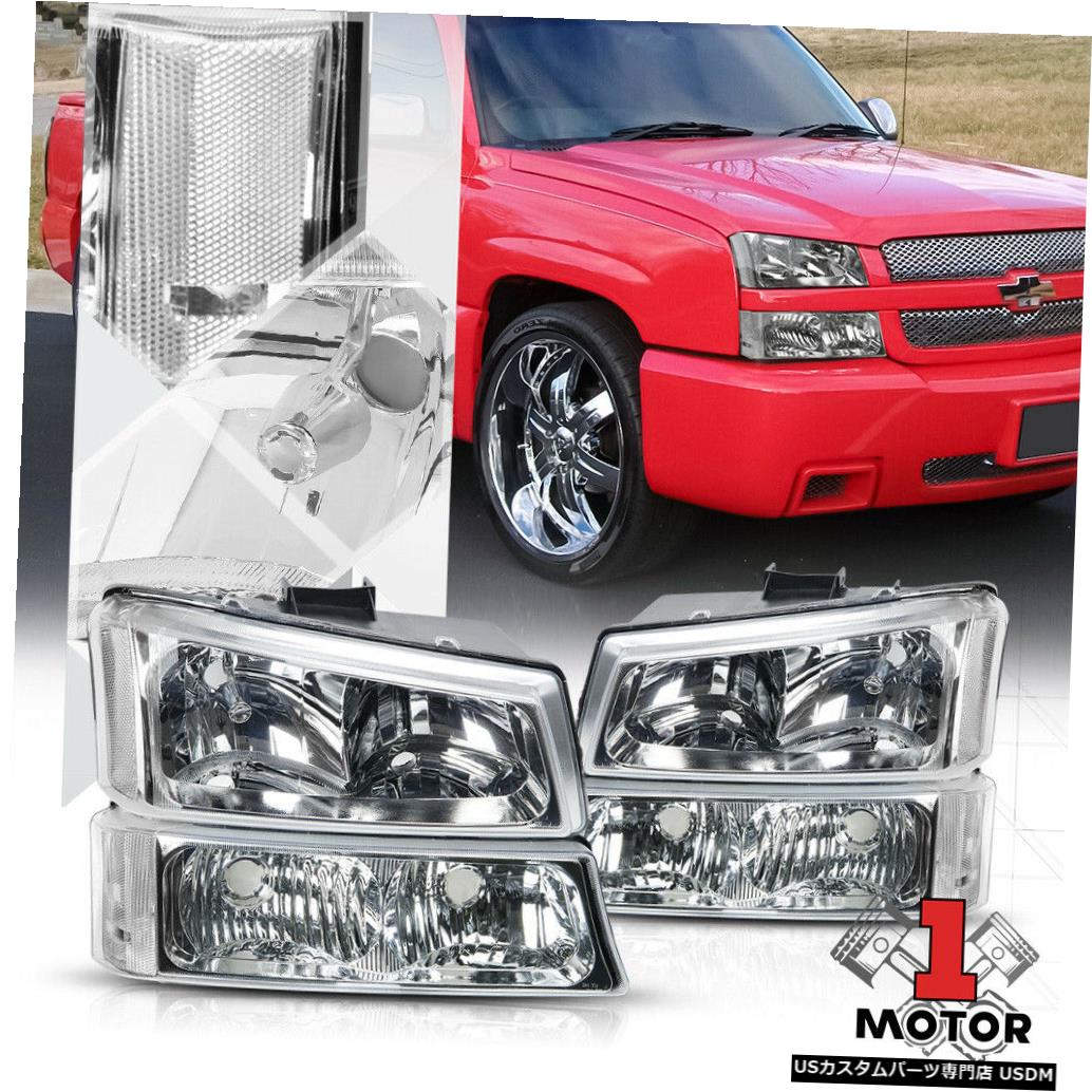 ヘッドライト クロームハウジングヘッドライトクリアシグナル+ 03-07シボレーシルバラード/アバル用 anche Chrome Housing Headlight Clear Signal+Bumper for 03-07 Chevy Silverado/Avalanche
