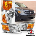 ヘッドライト 08-10ダッジグランドキャラバン用クロームハウジングヘッドライトアンバーシグナルリフレクター Chrome Housing Headlight ...
