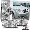 ヘッドライト 08-10ダッジグランドキャラバン用クロームハウジングヘッドライトクリアシグナルリフレクター Chrome Housing Headlight C...