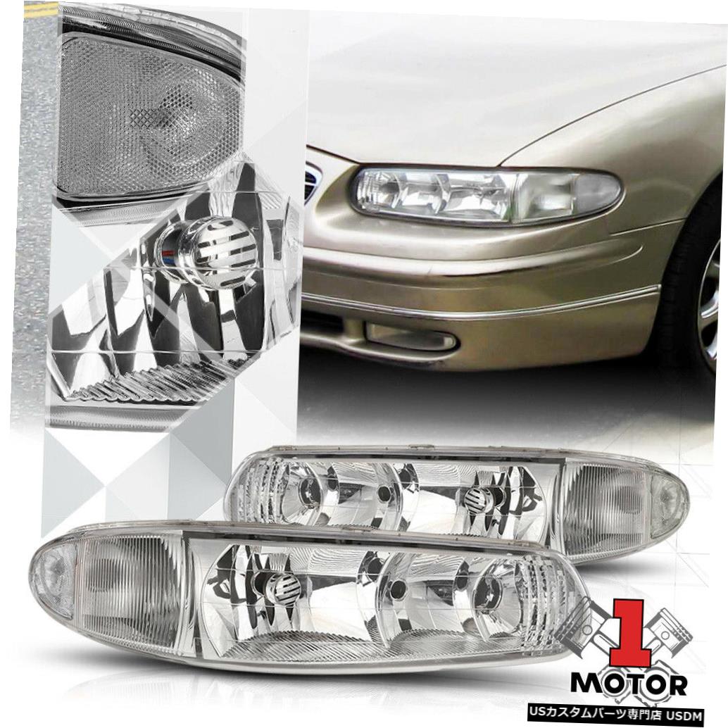 ヘッドライト 97-05ビュイックセンチュリー/リーガル用クロームハウジングヘッドライトクリアシグナルリフレクター Chrome Housing Headlight Clear Signal Reflector for 97-05 Buick Century/Regal