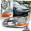 ヘッドライト 96-98ホンダシビック用左LHドライバーサイドクロームヘッドライトヘッドランプアセンブリ Left LH Driver Side Chrome Headlight Head Lamp Assembly for 96-98 Honda Civic(2)