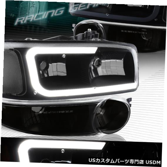Headlight FMC GMC YUKON / SIERRA DENALI BLACK / SMOKE DRL LEDإåɥ饤+Х PER W / CLEAR LAMPS FIT GMC YUKON/SIERRA DENALI BLACK/SMOKE DRL LED HEADLIGHTS+BUMPER W/CLEAR LAMPS
