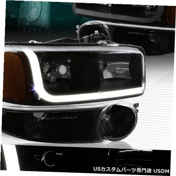 Headlight ֥åСDRL LED⡼إåɥ饤+Х PER 4PCեå01-06 GMC YUKON 1500 DENALI BLACK AMBER DRL LED SMOKE HEADLIGHTS+BUMPER 4PC FIT 01-06 GMC YUKON 1500 DENALI