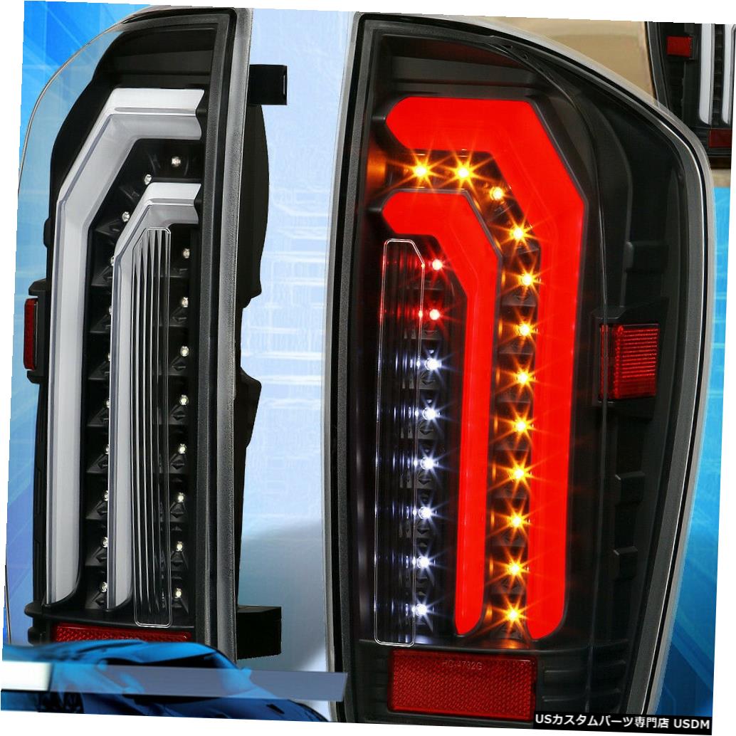 テールライト 16-20トヨタタコマブラッククリアレンズLEDチューブスタイルブレーキテールライトランプ用 For 16-20 Toyota Tacoma Black Clear Lens LED Tube Style Brake Tail Lights Lamps