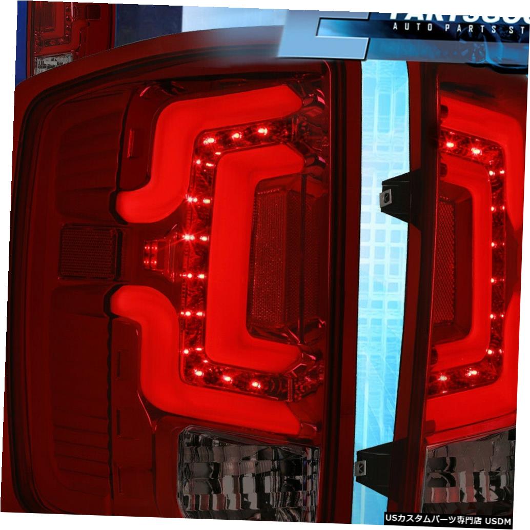テールライト 14-18シボレーシルバラードLEDテールライトブレーキランプクロームハウジング赤S製 For 14-18 Chevy Silverado LED Tail Lights Brake Lamps Chrome Housing Red Smoked
