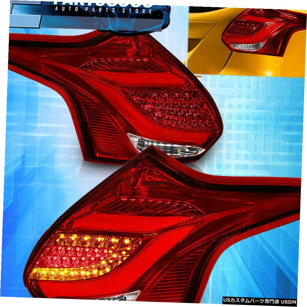 テールライト 12-14フォーカスハッチバックOE交換用駆動ブレーキLedテールライトランプ赤 For 12-14 Focus Hatchback OE Replacement Driving Brake Led Tail Lights Lamps Red