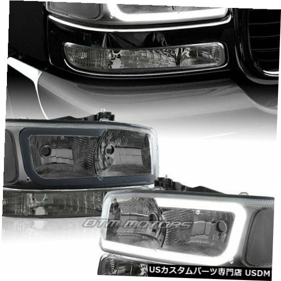 Headlight 2000-2006 GMCユーコンXL 1500 2500 G2 DRL LEDスモーククリアヘッドライト+バンパー4P For 2000-2006 GMC Yukon XL 1500 2500 G2 DRL LED Smoke Clear Headlights+Bumper 4P