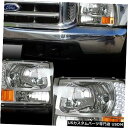 Headlight 1999-04フォードF250 / F350スーパーデューティー用クロームハウジングアンバーリフレクターヘッドライト Chrome Housing Amber Reflector Headlights For 1999-04 Ford F250/F350 Super Duty(2)