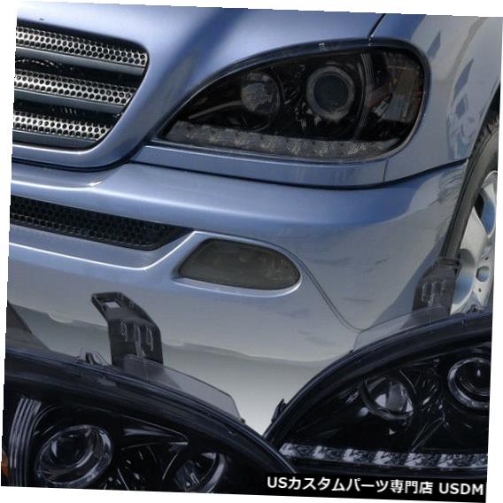 Headlight 98-01ベンツW163 ML320 ML430の光沢のある黒いプロジェクターヘッドライトの煙LED For 98-01 Benz W163 ML320 ML430 Glossy Black Projector Headlights Smoke LED