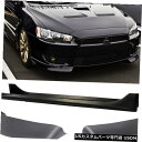 Front Bumper Cover 08-15三菱ランサーOEスタイルPPフロントバンパーリップ2ピーススポイラー+サイドスカート For 08-15 Mit...