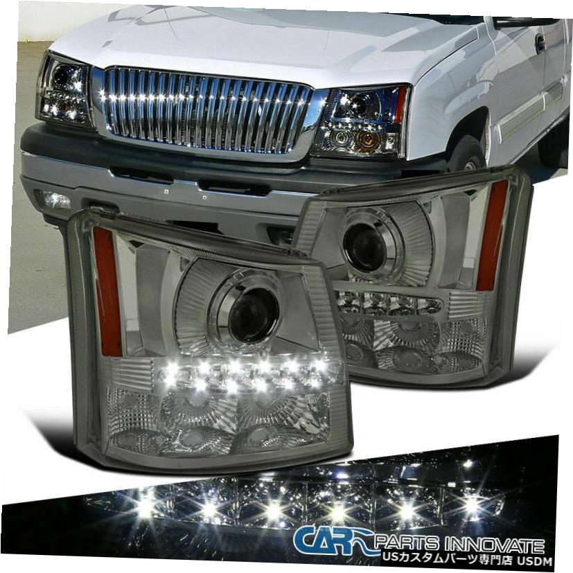 Headlight ܥ졼03-07Х顼LED DRL 2in1ƥȥץإåɥ饤 For Chevy 03-07 Silverado Avalanche Smoke LED DRL 2in1 Tint Projector Headlights