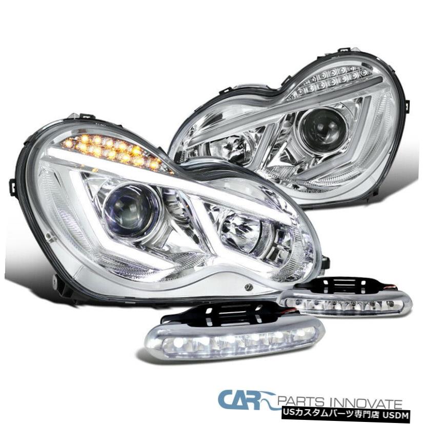 Headlight For 01-07 Benz W203 C-Class Clear LED &amp; Signal Projector Headlights+6-LED Fog