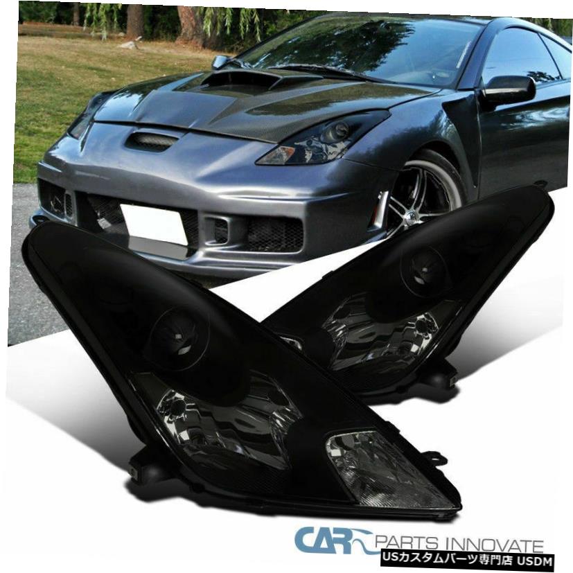 Headlight եåȥȥ西00-05ꥫ֥å⡼ץإåɥ饤ȥإåɥ׺+ Fit Toyota 00-05 Celica Black Smoke Projector Headlights Head Lamps Left+Right