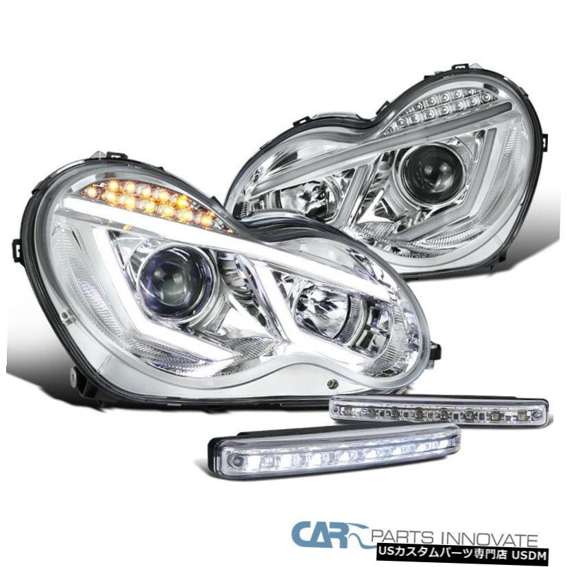 Headlight メルセデス01-07ベンツW203 Cクラスクリアプロジェクターヘッドライト+ 8 LEDフォグランプ For Mercedes 01-07 Benz W203 C-Class Clear Projector Headlights+8-LED Fog Lamps