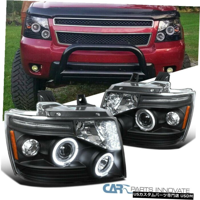 Headlight 2007-2013雪崩郊外タホLEDブラックハロープロジェクターヘッドライトランプ For 2007-2013 Avalanche Suburban Tahoe LED Black Halo Projector Headlights Lamps