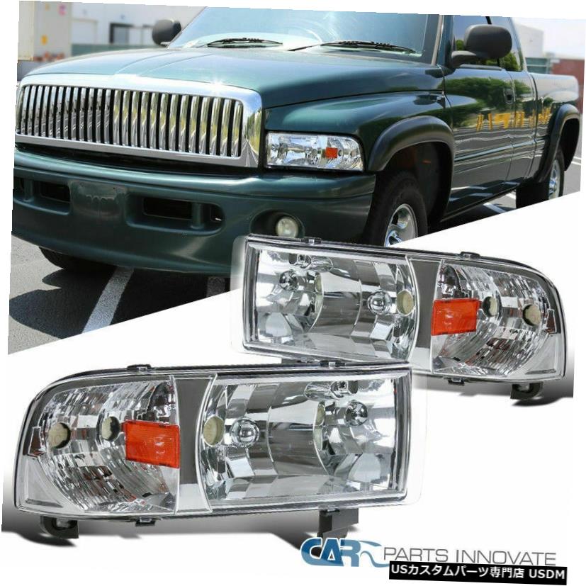 Headlight 94-01ダッジラム1500 2500 3500クロームクリアヘッドライト+コーナーシグナルランプ For 94-..