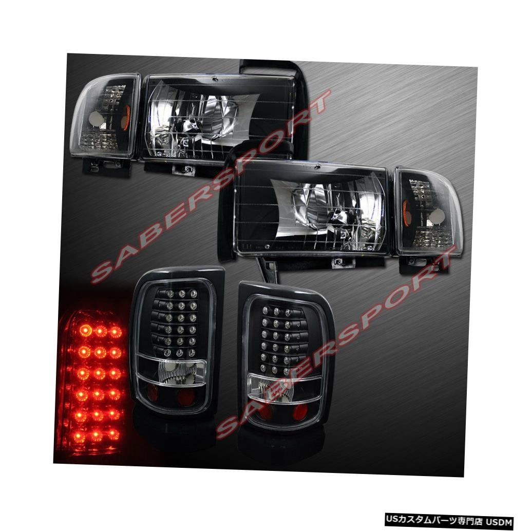 Tail light ユーロブラックヘッドライトのコンボセット+ 94-01ダッジラムピックアップ用LEDテールライト Combo Set of Euro Black Headlights + LED Taillights for 94-01 Dodge Ram Pickup