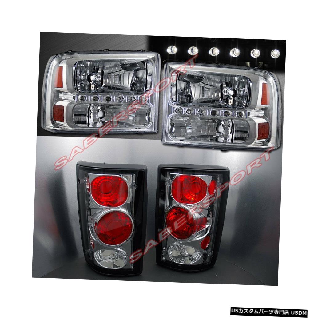 Tail light 1ԡΥإåɥ饤+ 2000-2004ѥơ饤ȤΥ Combo of 1 Piece Style Chrome Headlights + Taillights for 2000-2004 Excursion