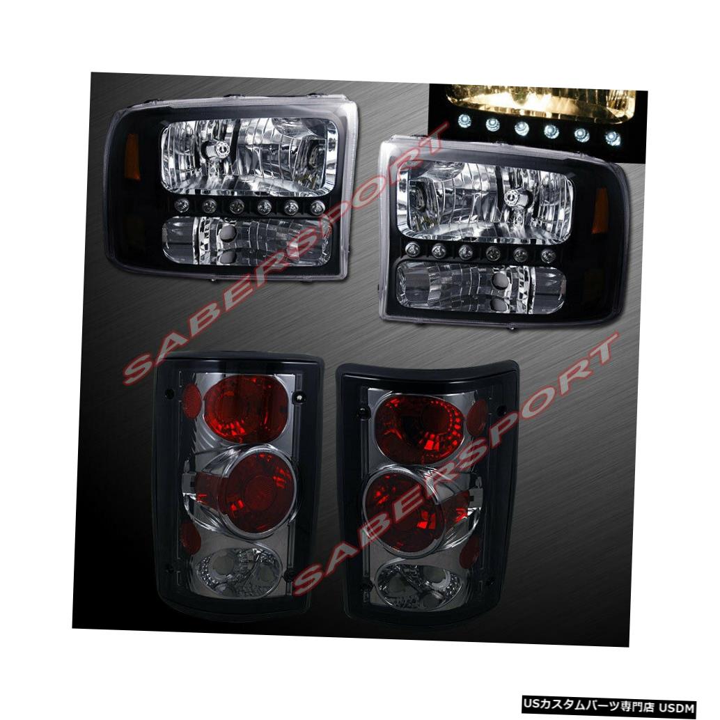 Tail light 2000-2004Ѥ1ԡΥ֥åإåɥ饤+⡼ơ饤ȤΥå Set of 1 Piece Style Black Headlights + Smoke Taillights for 2000-2004 Excursion