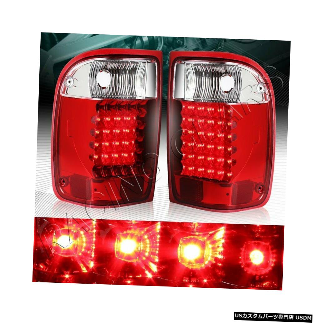 Tail light ϥ/ꥢLEDꥢơ饤ȥץեå93-00եɥ󥸥㡼 CHROME HOUSING RED/CLEAR LENS LED REAR TAIL LIGHTS LAMPS FIT 93-00 FORD RANGER