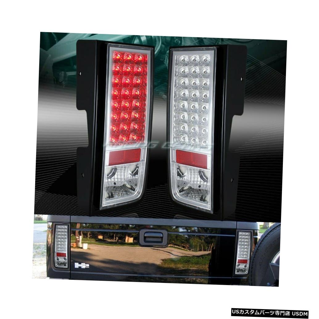 Tail light ハマーH2クロームハウジングクリアレンズLEDリアブレーキテールライトランプLH + RH FOR HUMMER H2 CHROME HOUSING CLEAR LENS LED REAR BRAKE TAIL LIGHTS LAMPS LH+RH