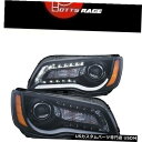 ヘッドライト AnzoブラックDRLバープロジェクターヘッドライト、パーキングLED付き、クライスラー300 11-14に適合 Anzo Black DRL B...