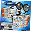 7月13日シボレーシルバラード1500クローム住宅アンバーヘッドランプ4X4ラウンドフォグランプ用 For 07-13 Chevy Silverado 1500...