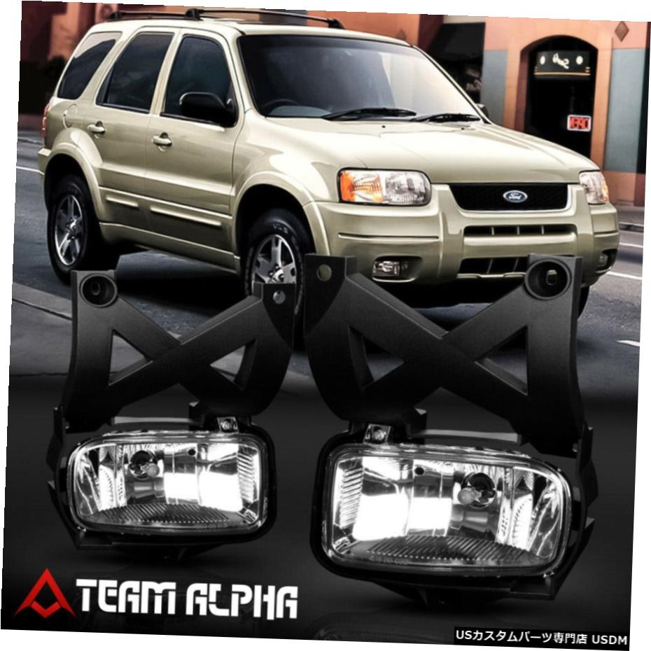 はめあい2001-2004フォード・エスケープ[クリア]バンパーフォグライトドライビングランプワット/スイッチ+ハーネス Fits 2001-2004 Ford Escape[Clear]Bumper Fog Light Driving Lamp w/Switch+Harness