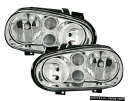クリアクロームヘッドライトセットは、フォグランプH1 H7なしVWゴルフ4用に右から左 Clear chrome headlight set left righ...
