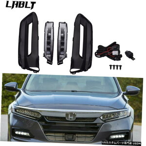 LEDХѡե2018-2019ۥɥΤ/åȥץ٥ LED Bumper Fog Lights Lamps Bezel w/Wiring For 2018-2019 Honda Accord Sedan