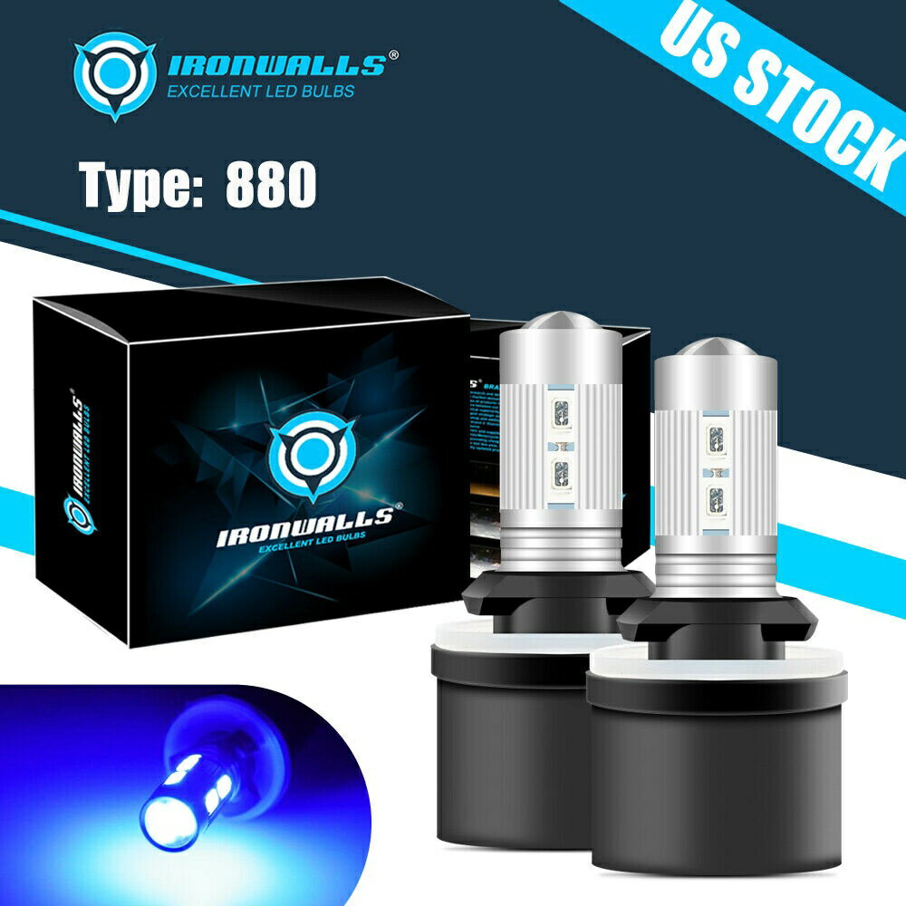 2倍IRONWALLSスーパーアイスブルーHIDホワイト880 55W LEDフォグドライビングDRL電球 2x IRONWALLS Super Ice Blue HID White 880 55W LED Fog Driving DRL Light Bulbs