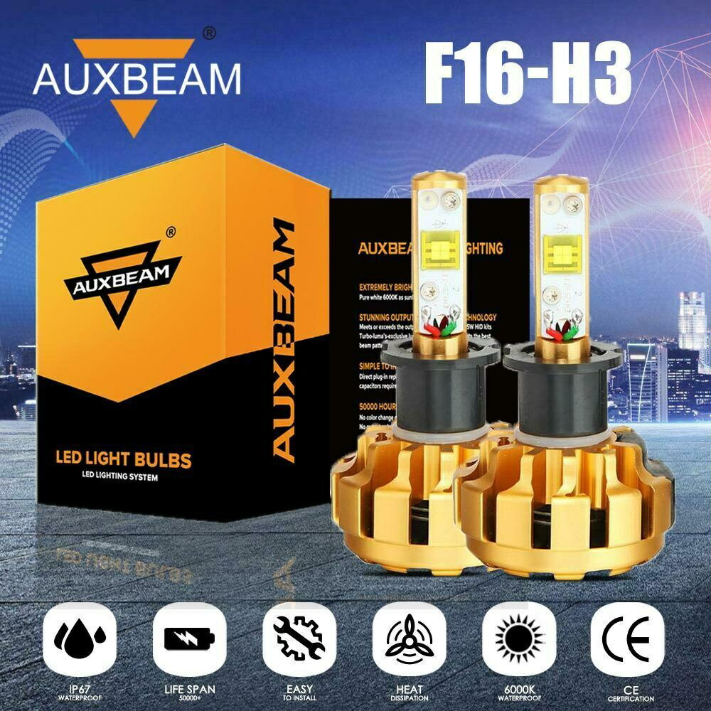 AUXBEAM H3 LEDŵإåɥ饤ȥå60W 6000lm SMDåץե饤뤤F16 AUXBEAM H3 LED Bulbs Headlight Kit 60W 6000lm SMD Chip Fog Light Bright F16