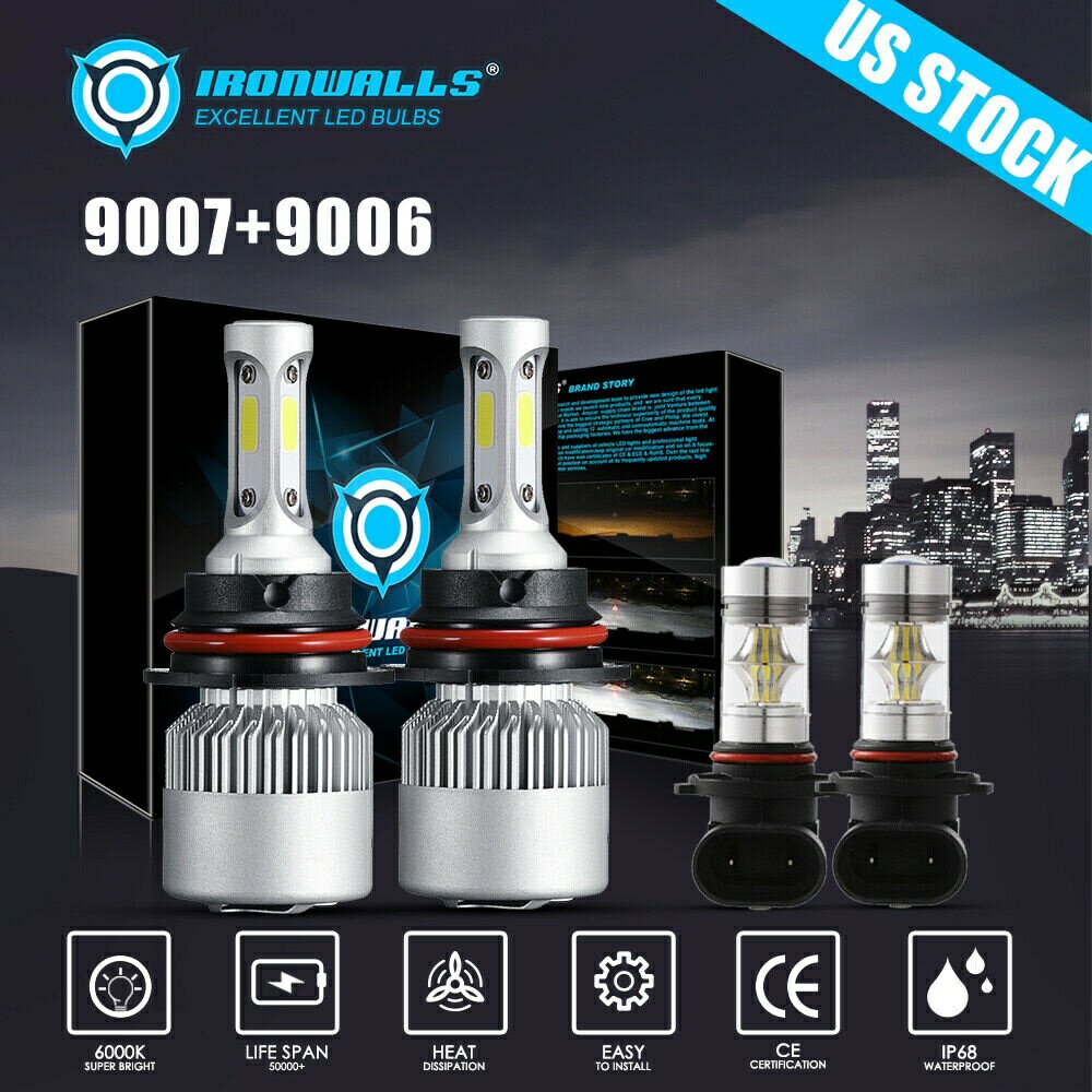 フォードレンジャー1998 1999 2000のための4本9007 9006 LEDヘッドライトのHi-Loのビームフォグランプ 4pcs 9007 9006 LED Headlight Hi-Lo Beam Fog Light for Ford Ranger 1998 1999 2000